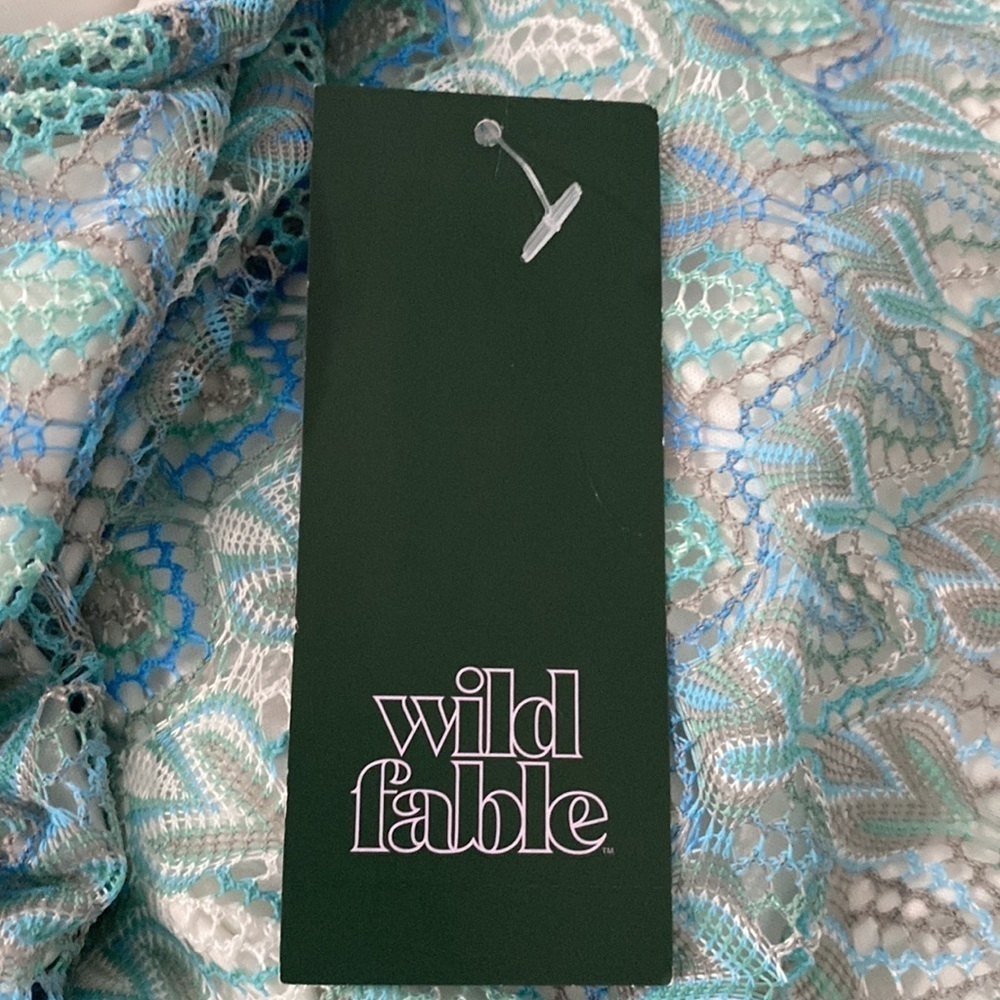 Women's Crochet Slip Dress Lace Up Back - Wild Fable Aqua Blue Size L Vacation - Picture 7 of 8